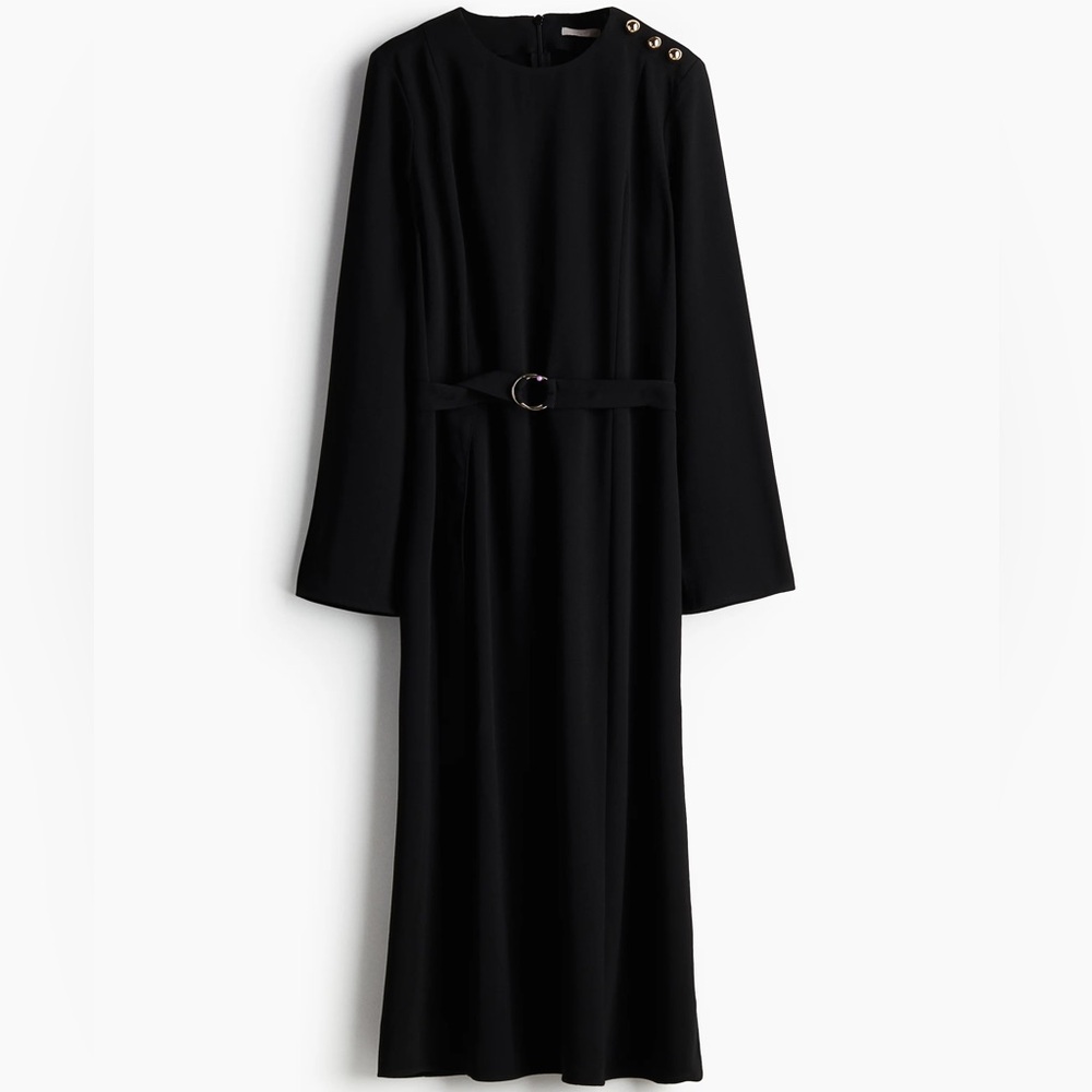 H&M Black Belted Twill Dress